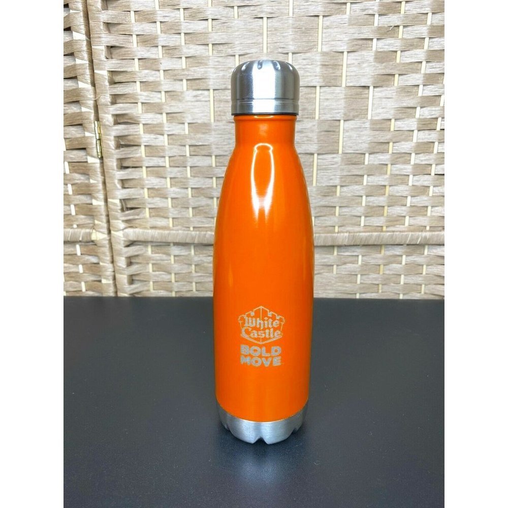 White Castle Hamburger Logo BOLD MOVE 10.5" Orange Stainless Steel Water Bottle